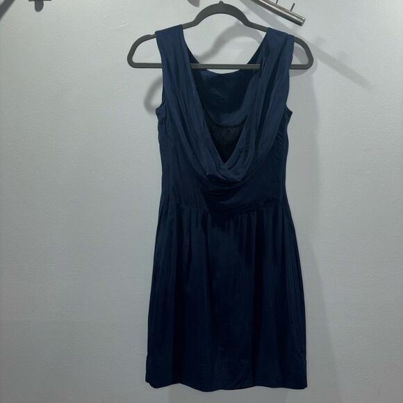 YaYa Aflalo 100% Silk Navy Dress w/ Black Lace Accent - Size PS - Picture 4 of 16